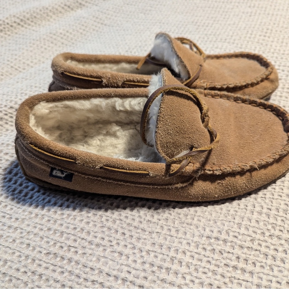 Vineyard Vines Tan Suede Slippers